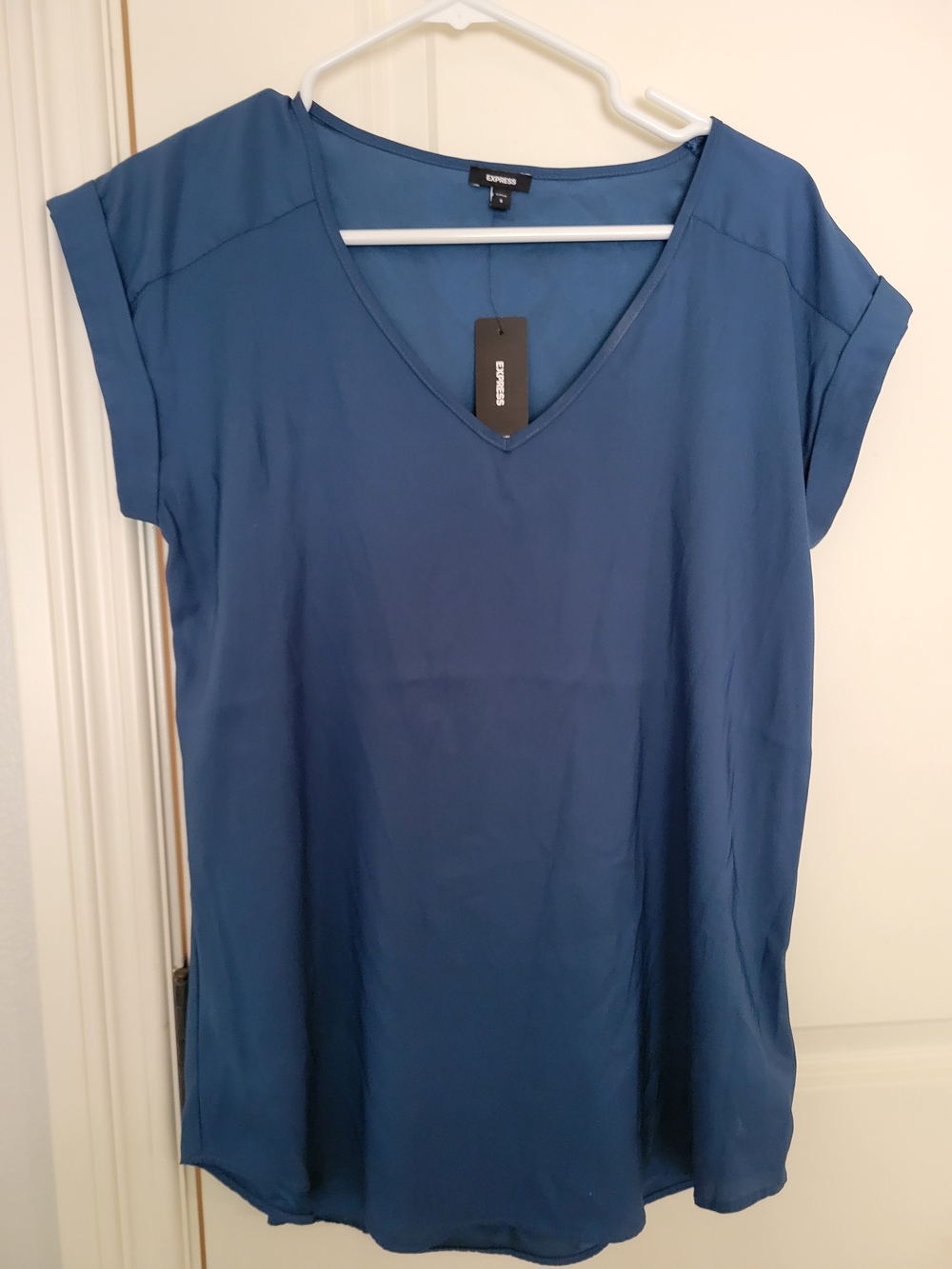 Express Women's Teal Blue V-Neck Blouse